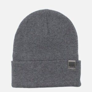 Mens BENCH Unisex Merino Wool Warm Grey Toque Beanie Hat